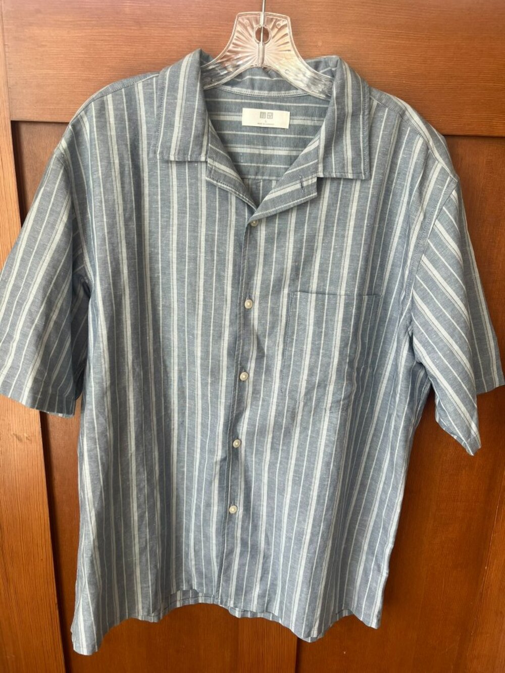 Uniqlo Linen/Cotton Short Sleeve Button Up Sehort Sleeve Preppy Normcore Lrg EUC